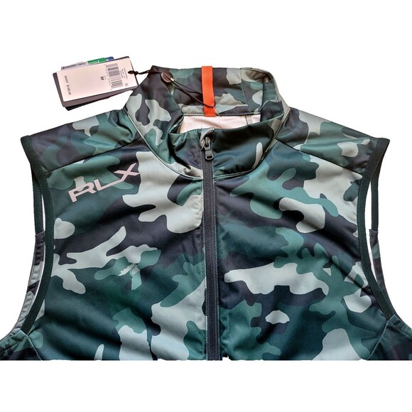 NWT RLX Ralph Lauren Water Repellent Packable Green Camo Full Zip Vest $188, M - Picture 2 of 9